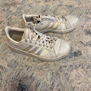 Adidas Cream Sneakers with Holographic Accents